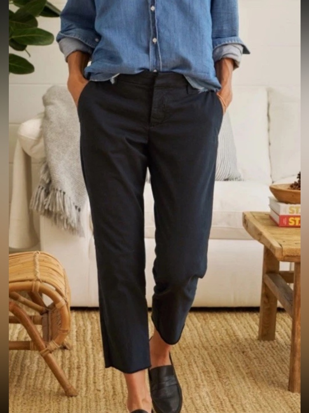 Frank & Eileen Wicklow Faded Black Twill Pants Size 4  EUC!